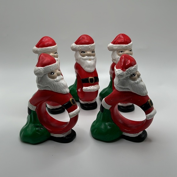 Christmas Santa clause napkin ring holders set of 5 - Picture 2 of 4